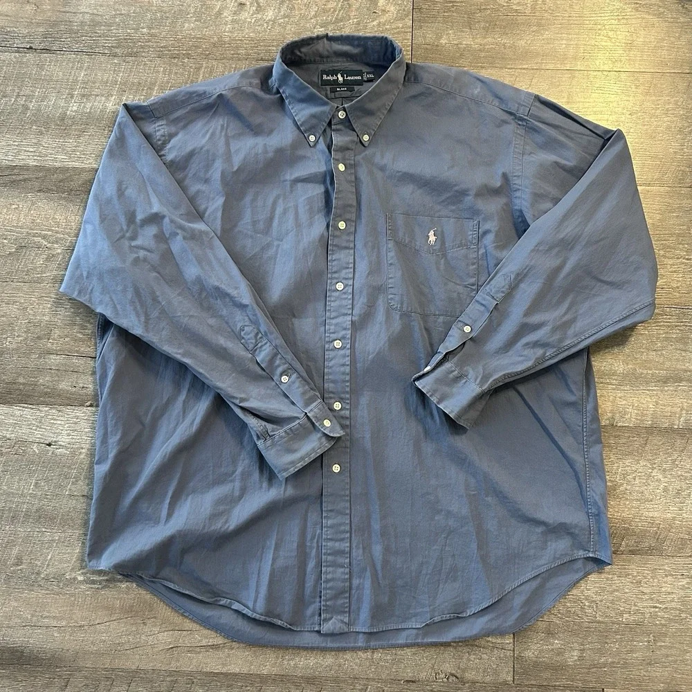 Polo Ralph Lauren Shirt Mens XXL Blue Button Up Indigo Small Pink Pony Cotton